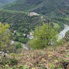Vue sur Ambialet au mont St Raphael (Pylones)